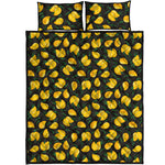 Yellow Mango Fruit Pattern Print Quilt Bed Set