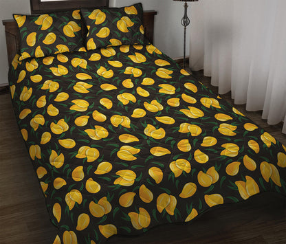 Yellow Mango Fruit Pattern Print Quilt Bed Set