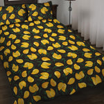 Yellow Mango Fruit Pattern Print Quilt Bed Set