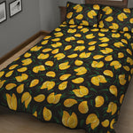 Yellow Mango Fruit Pattern Print Quilt Bed Set