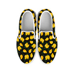 Yellow Mango Fruit Pattern Print White Slip On Shoes