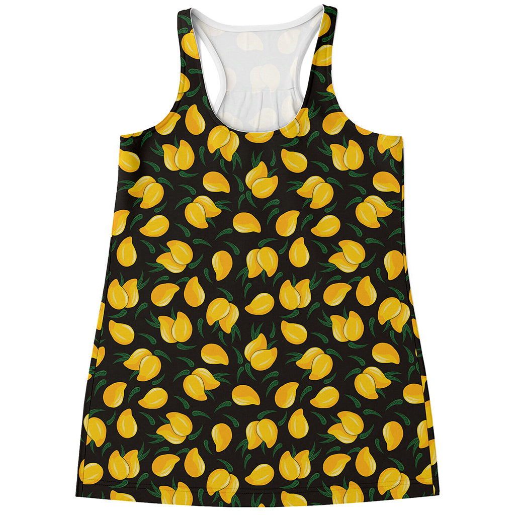 Yellow Mango Fruit Pattern Print Women's Racerback Tank Top