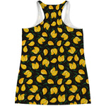 Yellow Mango Fruit Pattern Print Women's Racerback Tank Top
