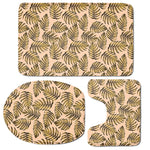 Yellow Monstera Leaves Pattern Print 3 Piece Bath Mat Set