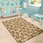 Yellow Monstera Leaves Pattern Print Area Rug