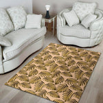 Yellow Monstera Leaves Pattern Print Area Rug