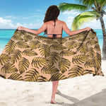 Yellow Monstera Leaves Pattern Print Beach Sarong Wrap