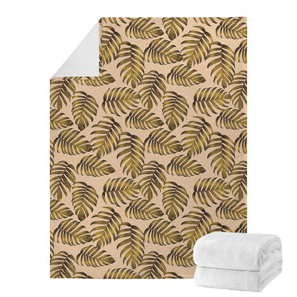 Yellow Monstera Leaves Pattern Print Blanket