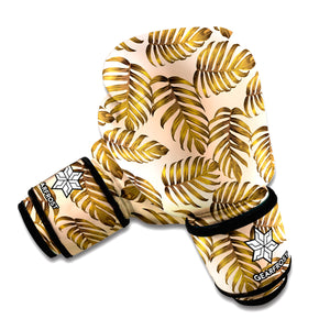 Yellow Monstera Leaves Pattern Print Boxing Gloves