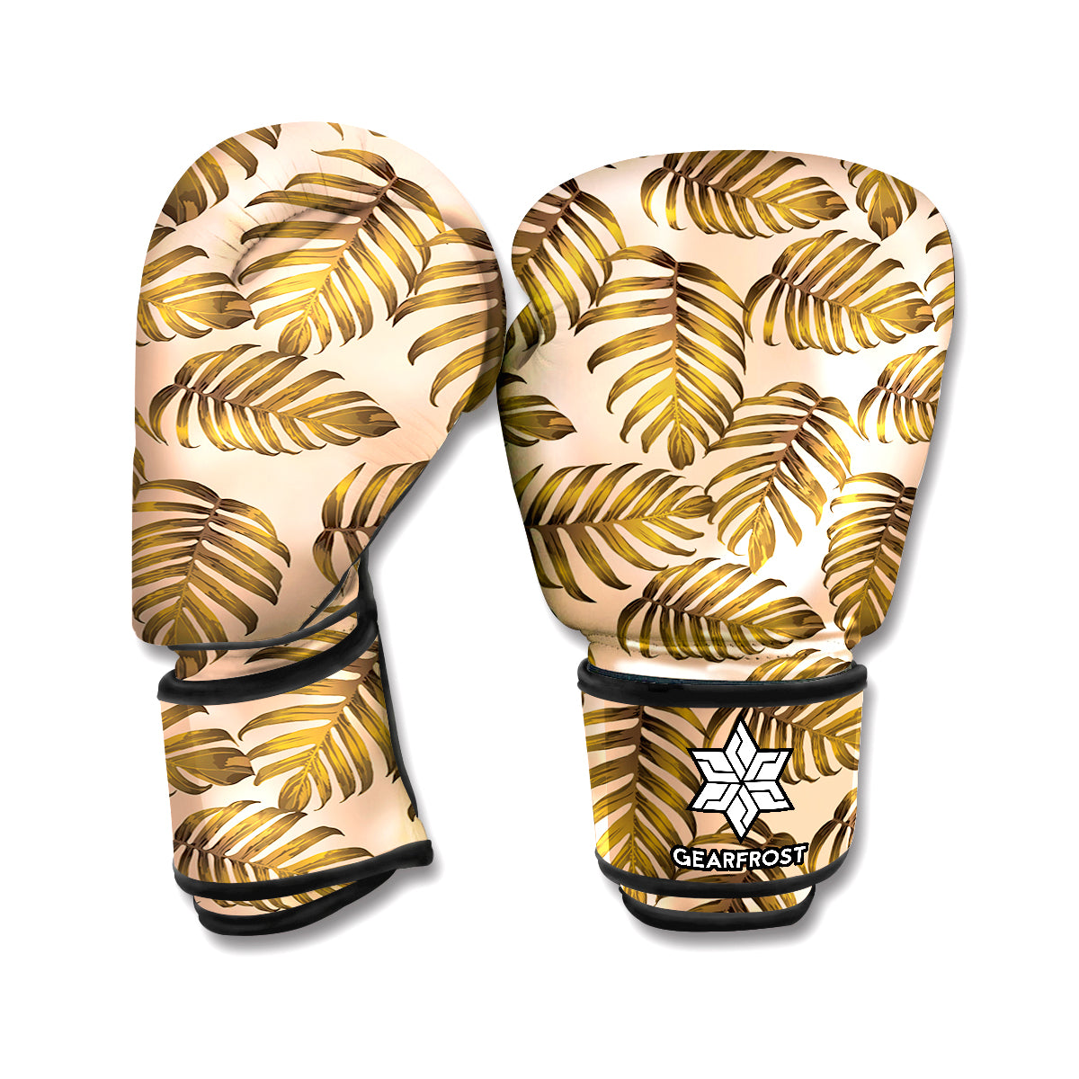 Yellow Monstera Leaves Pattern Print Boxing Gloves