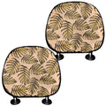 Yellow Monstera Leaves Pattern Print Car Headrest Covers