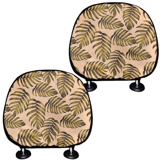 Yellow Monstera Leaves Pattern Print Car Headrest Covers