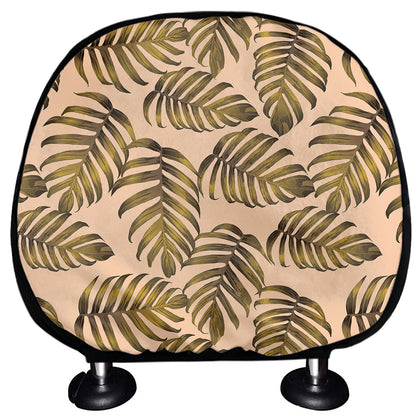 Yellow Monstera Leaves Pattern Print Car Headrest Covers