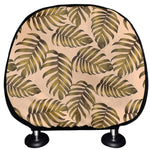 Yellow Monstera Leaves Pattern Print Car Headrest Covers