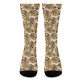 Yellow Monstera Leaves Pattern Print Crew Socks