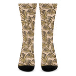 Yellow Monstera Leaves Pattern Print Crew Socks