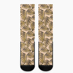 Yellow Monstera Leaves Pattern Print Crew Socks