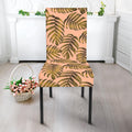 Yellow Monstera Leaves Pattern Print Dining Chair Slipcover