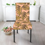 Yellow Monstera Leaves Pattern Print Dining Chair Slipcover