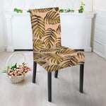 Yellow Monstera Leaves Pattern Print Dining Chair Slipcover