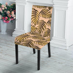 Yellow Monstera Leaves Pattern Print Dining Chair Slipcover