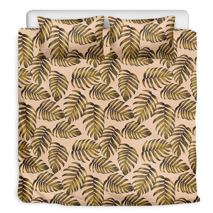 Yellow Monstera Leaves Pattern Print Duvet Cover Bedding Set