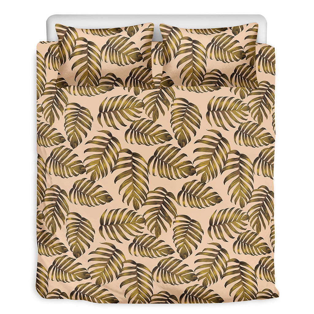 Yellow Monstera Leaves Pattern Print Duvet Cover Bedding Set