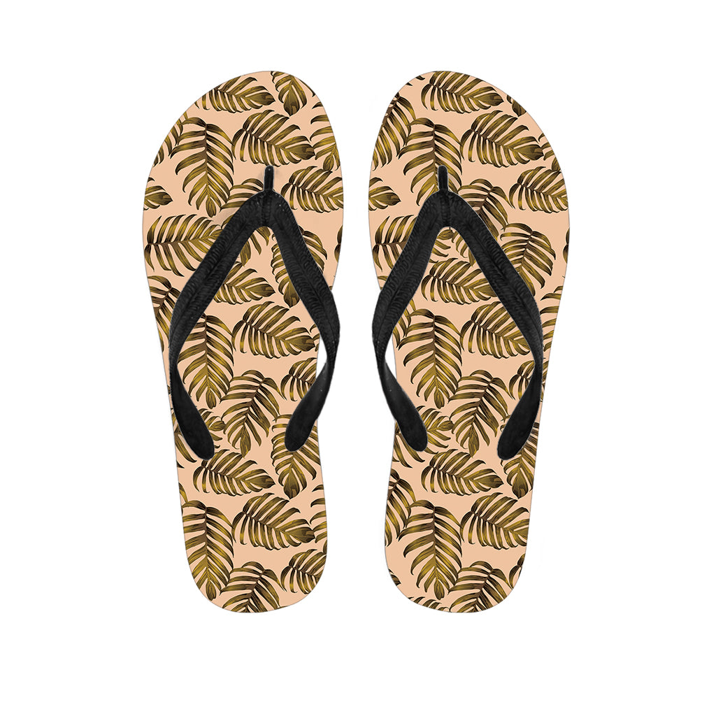 Yellow Monstera Leaves Pattern Print Flip Flops