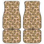 Yellow Monstera Leaves Pattern Print Front and Back Car Floor Mats