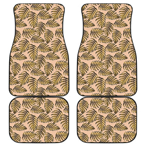 Yellow Monstera Leaves Pattern Print Front and Back Car Floor Mats