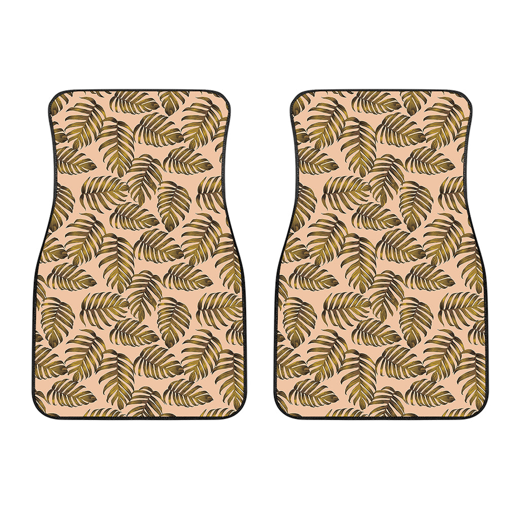 Yellow Monstera Leaves Pattern Print Front Car Floor Mats