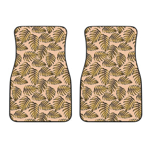 Yellow Monstera Leaves Pattern Print Front Car Floor Mats