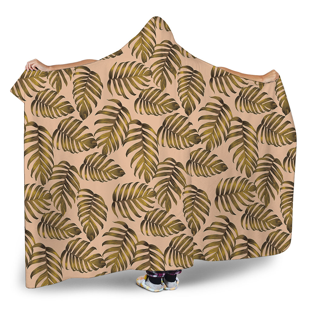 Yellow Monstera Leaves Pattern Print Hooded Blanket