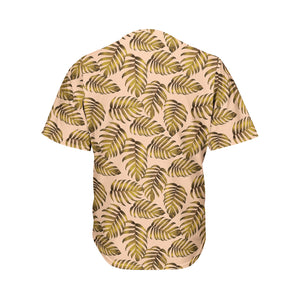 Yellow Monstera Leaves Pattern Print Men's Baseball Jersey