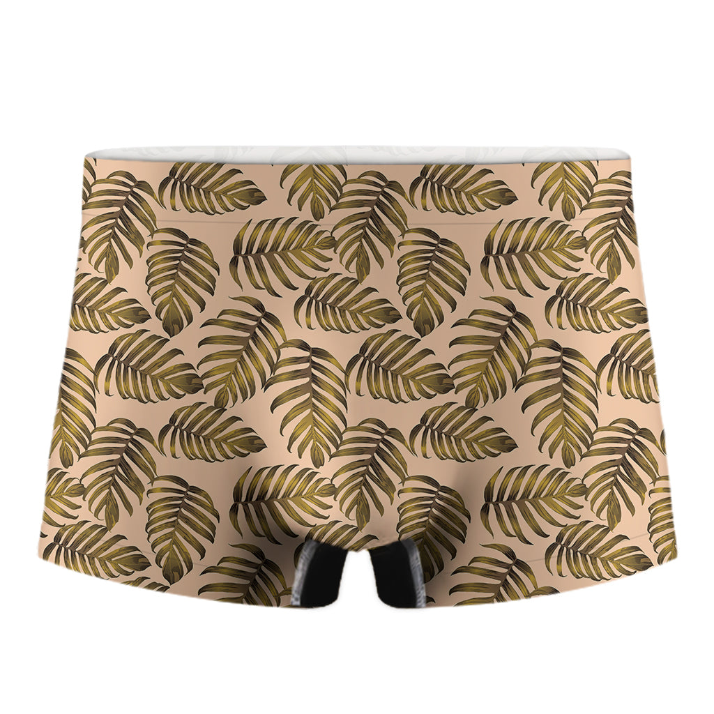 Yellow Monstera Leaves Pattern Print Men's Boxer Briefs