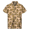 Yellow Monstera Leaves Pattern Print Men's Short Sleeve Shirt