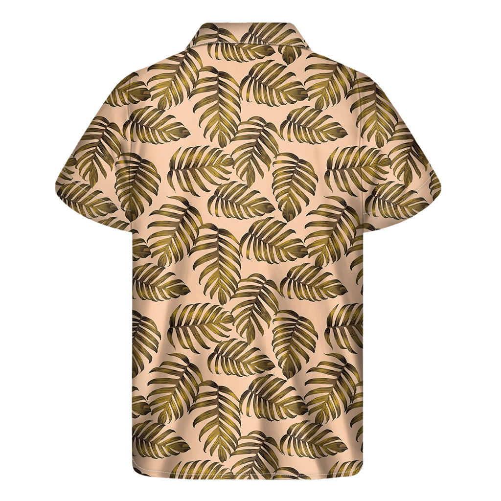 Yellow Monstera Leaves Pattern Print Men's Short Sleeve Shirt