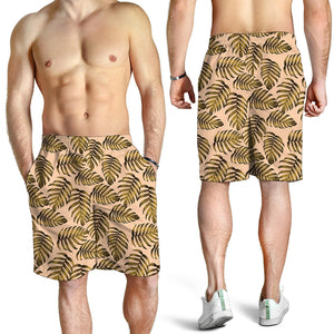 Yellow Monstera Leaves Pattern Print Men's Shorts