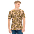 Yellow Monstera Leaves Pattern Print Men's T-Shirt