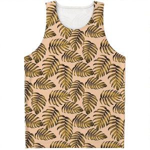 Yellow Monstera Leaves Pattern Print Men's Tank Top