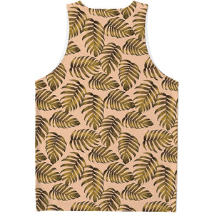 Yellow Monstera Leaves Pattern Print Men's Tank Top