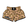 Yellow Monstera Leaves Pattern Print Muay Thai Boxing Shorts