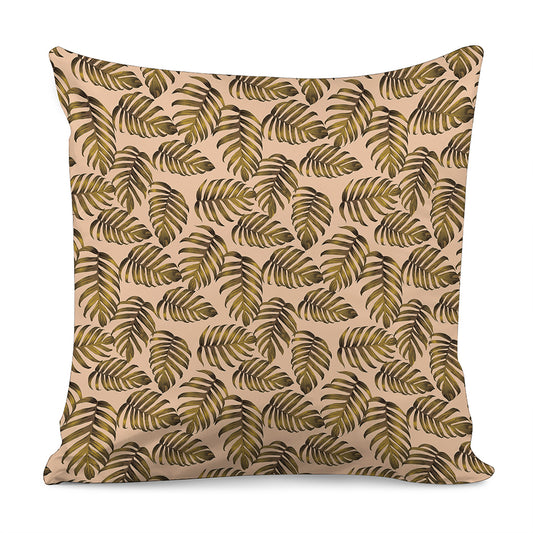 Yellow Monstera Leaves Pattern Print Pillow Cover
