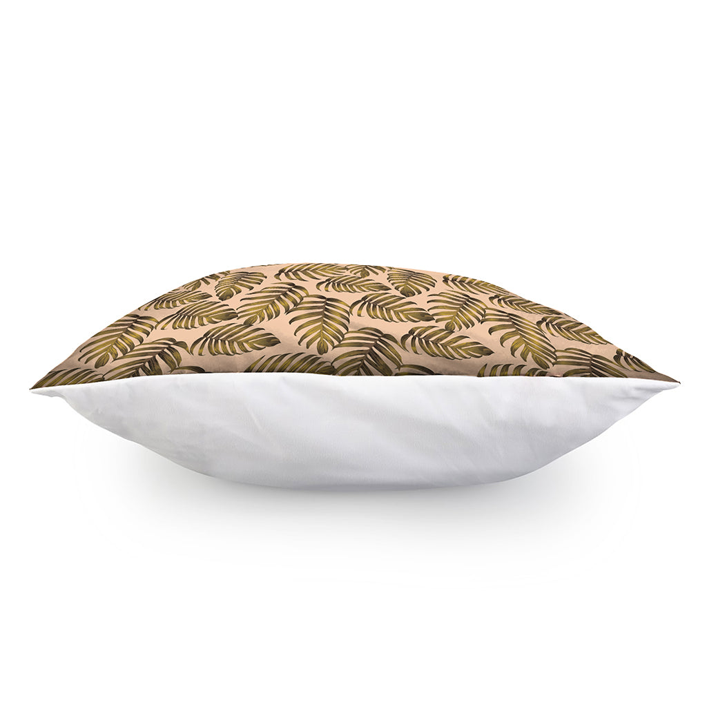 Yellow Monstera Leaves Pattern Print Pillow Cover