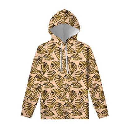 Yellow Monstera Leaves Pattern Print Pullover Hoodie