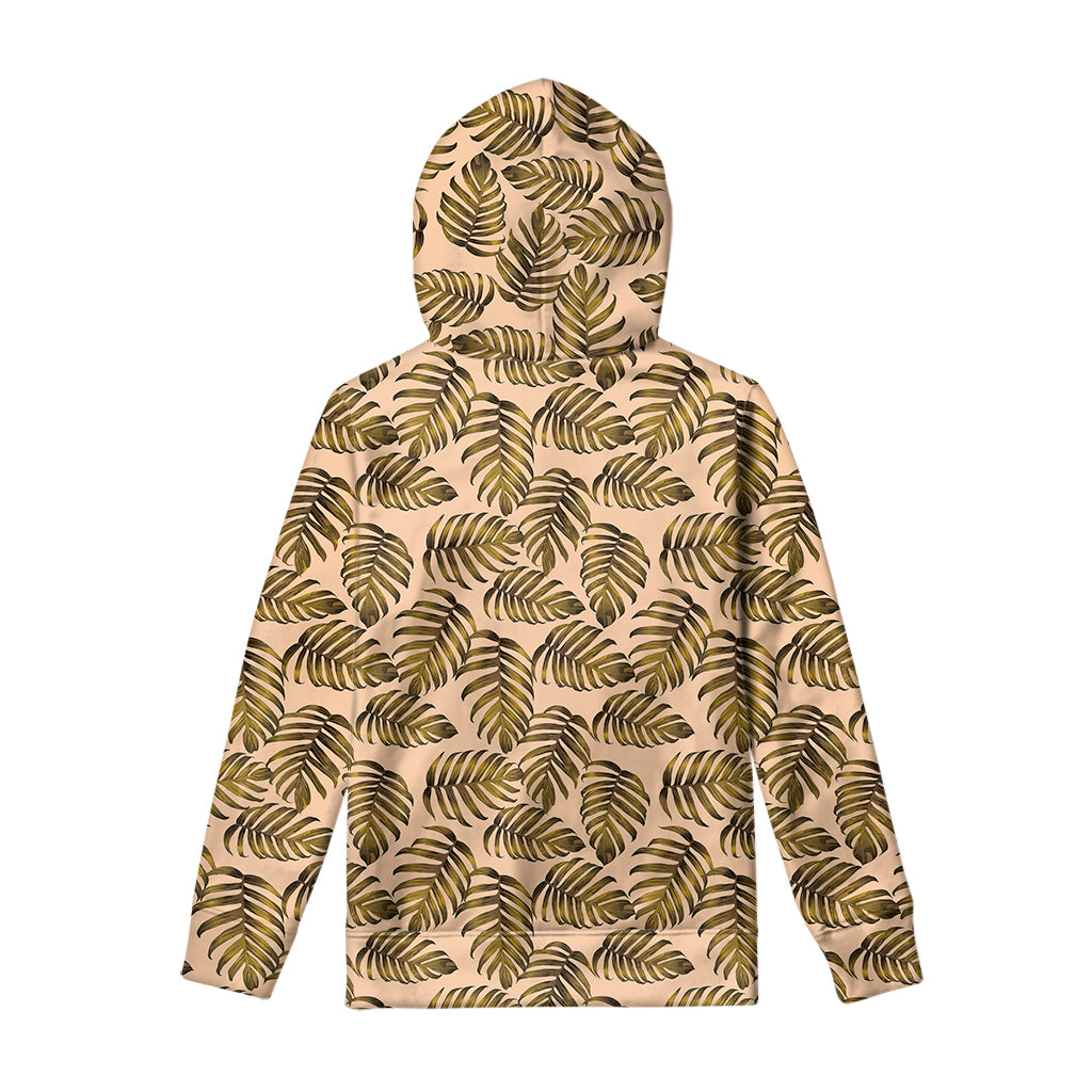 Yellow Monstera Leaves Pattern Print Pullover Hoodie