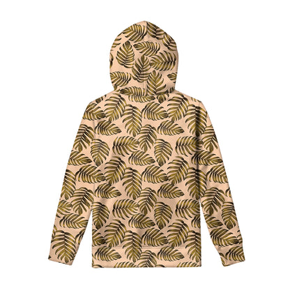 Yellow Monstera Leaves Pattern Print Pullover Hoodie