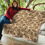 Yellow Monstera Leaves Pattern Print Quilt