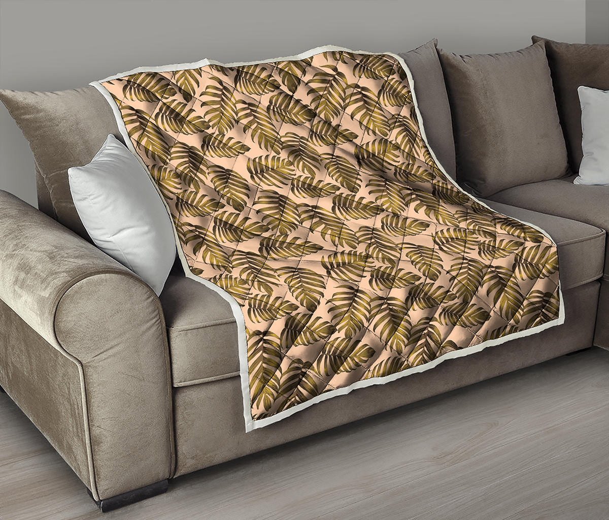 Yellow Monstera Leaves Pattern Print Quilt
