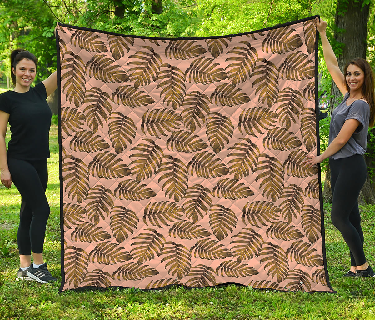 Yellow Monstera Leaves Pattern Print Quilt